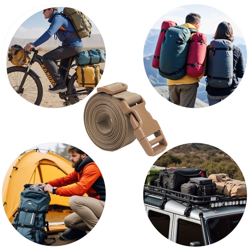 XTACER 1 Inch Molle Backpack Accessory Strap Luggage Straps Cover Strap Sleeping Bag Strap with Buckle (TAN, 40) - Image 3